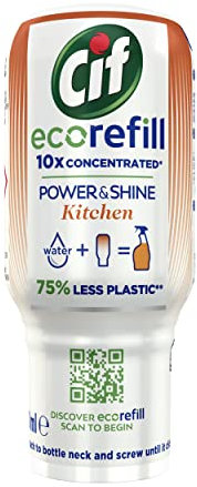 Cif Power & Shine ecorefill 100% tough grease removal Kitchen Spray for cleaning ceramic, chrome, and enamel surfaces 70 ml
