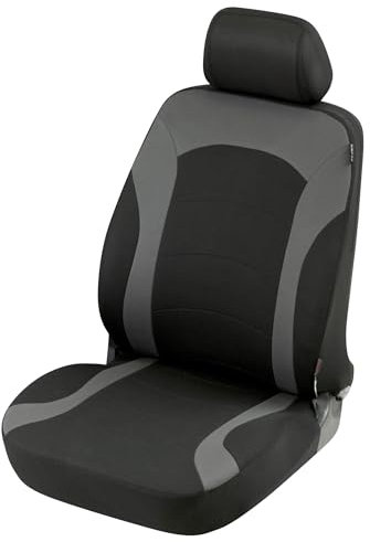 Walser coprisedili auto Inde con cerniera, ZIPP-IT Premium auto coprisedili, Coprisedile anteriore nero/grigio 11784