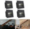 Arote 4er Set 3W LED Wandeinbauleuchte Wandleuchte Treppenlicht Stufenlicht Beleuchtung Lampe Alu 230V kaltweiß 6000K IP65 wasserdicht, eckig, Schwarz Gehäuse für Garten, Terrasse, Treppen