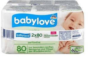 babylove Feuchttücher sensitive 2x80St, 160 St, ÖKO-TEST SEHR GUT