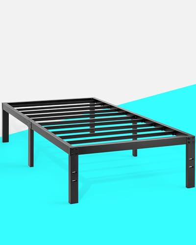 TATAGO Single Bed Frame 100 x 195 cm Metal Platform,Heavy Duty Bed Frames Steel Slat Support,41cm Under-bed Storage Space