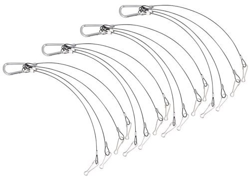 Holibanna 4Pcs Basket Plant Hanger Holder Stainless Steel LED Grow Light Hanging Wire Rope Hook Aquarium Tank Lamp Holder for Indoor Outdoor Plant 1.5mm x 400mm Black