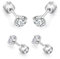 day.berlin Ohrstecker Damen 4er Set in Silber Ohrring mit Zirkonia Diamant Kristallen 3mm & 4mm Durchmesser, Edelstahl versilbert für Frauen und Herren