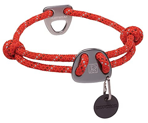 RUFFWEAR Knot-a-Collar - Collier pour Chien Réfléchissant et Réglable, Taille M (36-51 cm), Rouge Coquelicot
