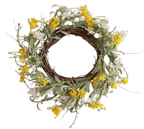 Ginger Ray Easter Spring Blossom Yellow Foliage Easter Wreath Hanging Decoration - 40cm