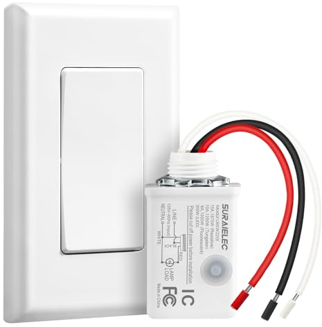 SURAIELEC Wireless Light Switch and Receiver Kit, 15A High Power, No Wiring, No Interference, 100ft RF Range, Expandable Remote Control Wall Switches for Lamp, Ceiling Light, Fan, Outdoor Lighting