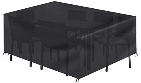 Garden Furniture Covers Waterproof Outdoor - 270 x 180 x 89cm Rectangular Rattan Patio Furniture Cover - Heavy Duty Large Protective Cover for Outside Sofa Table Chairs Set