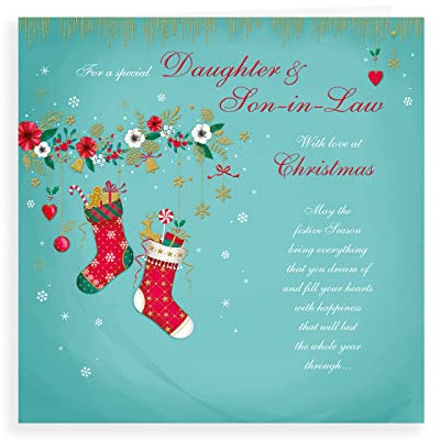 Piccadilly Greetings Regal Publishing C85520 Klassische Weihnachtskarte Daughter & Son In Law, grün/rot, 223 mm²
