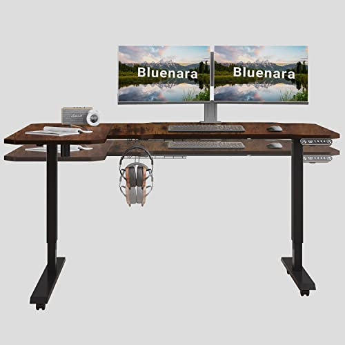 Bluenara Elektrisch Höhenverstellbarer Schreibtisch 150x78 cm L-Form Links mit Memory-Steuerung (4 Speicherplätzen) für Home Office, Braun