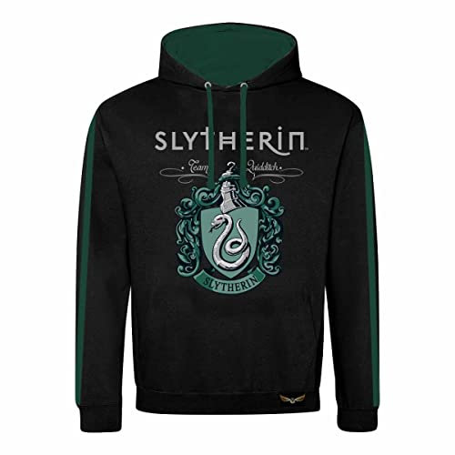 Harry Potter Hoodie für Erwachsene | Schwarz, Slytherin Sweatshirt für Herren, Damen | Offizielles Merchandise, Schwarz, XL