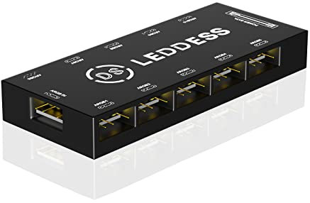 MIWATT DS Connector 11 Port ARGB Splitter Hub for LED Fans and Lights, SATA Power 1 to 10 ARGB Extension Cords, 5V ARGB Motherboard Sync
