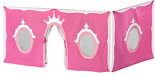 Max & Lily Prinzessin Spielvorhang für Kinder, Baumwolle Sichtschutz Vorhang für Unteres Etagenbett/Niedriges Hochbett, Rosa/Weiß, 2 Panel Vorhang Set, 190,5 cm L x 83,8 cm H