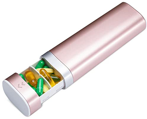 Pill Organizer 7 Day, Betife Daily Pill Box, Weekly Travel Pill Case, Cute Pill Holder to Hold Vitamins, Medicines, Pills, Supplements (Pink), 6.53''x 1.69''x 1.06'', 1.0 Count