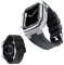 BINLUN Bracelets Compatible avec Apple Watch 44mm 45mm 2 Pièces Bracelet de Montre en Silicone avec Boîtier en Métal Bracelet en Toile Compatible avec iWatch Serie 9/8/7/SE2/SE/6/5/4 (Noir,Argent)