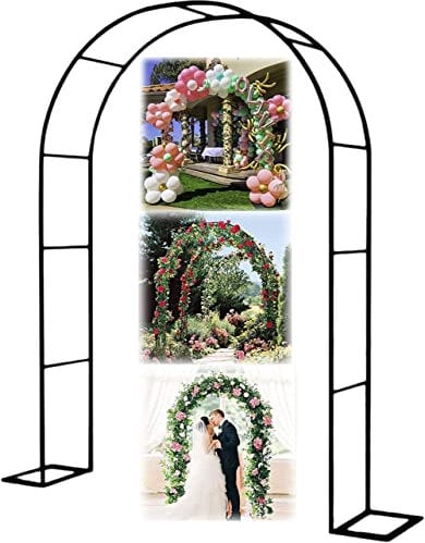 Arco Giardino in Ferro, Arco Pergolato Da Giardino Con Base, Metallo Graticcio Struttura Resistente Alle Intemperie Nero,Nero,W1.2M*H2.2M