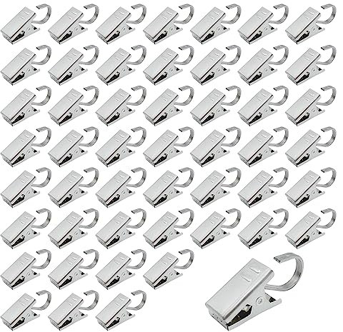 UMCHU 50 Stück 430 Edelstahl-Clips,Haken für Vorhänge,Metall-Clip für Duschvorhänge,zum Aufhängen von Lichterketten, Vorhängen, Fotos, Heimdekoration