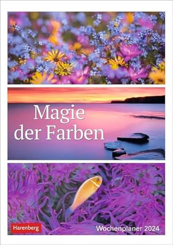 Magie der Farben - Wochenplaner 2024 - Harenberg-Verlag - Wochenkalendarium - 53 Blatt mit farbharmonischen Triplets - Wandkalender mit Platz zum Eintragen - 25 cm x 35,5 cm