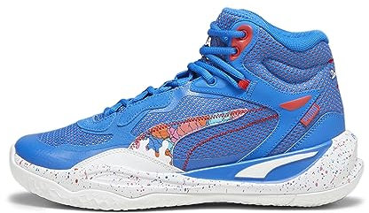 PUMA Basketball Shoes Herren Playmaker Pro Basketballschuhe, Bluemazing-for All Time Red, 43.5, 42.5 EU