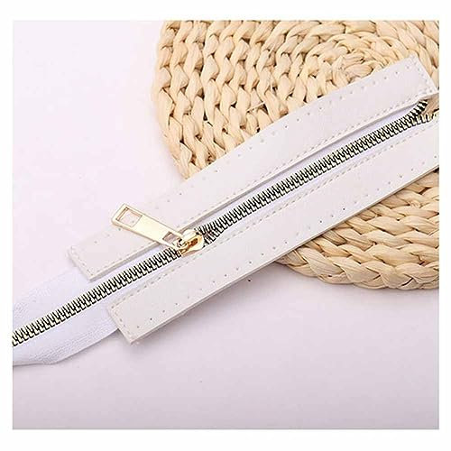 SHTGOI Chiusura lampo in pelle PU, 18 cm, con cerniera in metallo, con cerniera intercambiabile, per cucito, cucito, jeans, accessori per fai da te, colore bianco