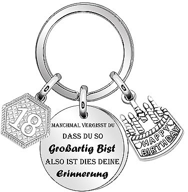 Coagurmes Geburtstag Schlüsselanhänger Geschenk,Silber Anhänger Schlüsselanhänger für Frauen Männer Jungen Mädchen Tochter Sohn Schwestern Freunde Mama Papa Opa Oma Geburtstagsgeschenk (18 Jahre alt)