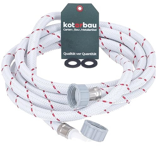 KOTARBAU® Tuyau d'alimentation pour machine à laver - 3 m x diamètre 13 mm - Tuyau blindé - Tuyau d'alimentation pour lave-vaisselle - Tuyau d'alimentation avec joint - Tuyau d'alimentation en eau de