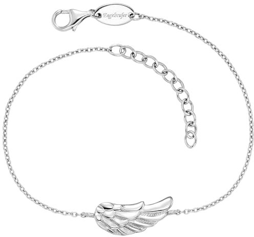 Engelsrufer Damen Armband aus Sterling Silber mit Flügel Anhänger und Karabinerverschluss, längenverstellbar, Größe: 17+3 cm, nickelfrei, ERB-FLYWING