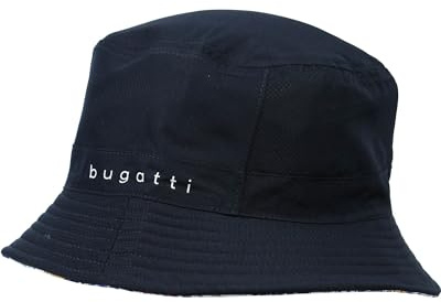 bugatti wendbarer Bucket Hat - Fischerhut einfarbig und mit tropischem Blumen-Design Navy