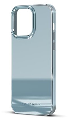 IDEAL OF SWEDEN Durchsichtige Handyhülle mit erhöhten Kanten und Nicht vergilbenden Materialien, fallgetesteter Schutz mit Spiegel Finish, kompatibel mit iPhone 15 Pro Max (Sky Blue Mirror)