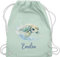 Turnbeutel Rucksack - Schildkröte mit Name personalisiert I Zootiere I Panzertier - Unisize - Pastell Grün - schildkröten turtle tiermotiv beutel schildkrötenmotiv und tasche turtles
