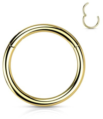 Stachelkleid Titan Clicker Ring Piercing Segmentring Gold Helix, Tragus, Ohr, Nasenring Septum 6, 8, 10mm Gold, 0,8 mm, 7 mm