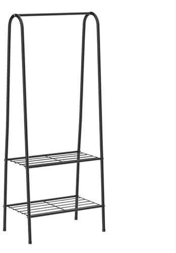 T-LOVENDO.ES Perchero Burro Ropa y Zapatero, Estantería Multiusos, Organizador de Ropa, Abrigos, de Metal, con 2 Niveles para Zapatos, Sombreros, Bolsos