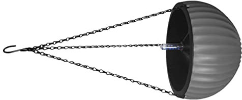 POPETPOP Pot De Fleurs Rond en Plastique Épais Gris 125x220 Mm Panier à Fleurs Suspendu Aspiration d'eau Automatique pour Balcon Jardin Maison Usage Intérieur Extérieur