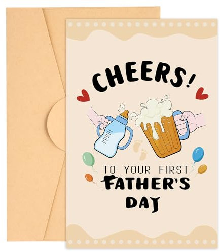 Karte zum Ersten Vatertag mit Umschlag, Niedlich Geschenkkarte zum Werdenden Vatertag Vatertagsgeschenk von der Frau Grußkarte für Neuen Vater für Sohn und Schwiegersohn (Stil 2)