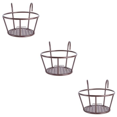 INOOMP 3 Pièces Pot paniers de Rangement pour étagères jardinière Suspendue Balcon Jardiniere terrasse Jardinière à Suspendre décor Panier Suspendu bonsaï Support pour Plantes Fer forgé