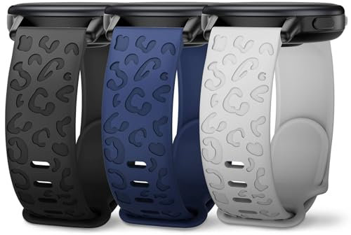 Wizvv Bracelet 18 mm, 20 mm, 22 mm avec Gravure Léopard pour Garmin Venu 2S/3S, Vivoactive 4S/5, Forerunner 265S/55, Venu Sq