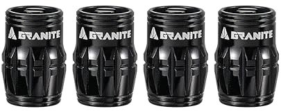 Granite Juicy Nipple Ventilkappe mit Ventilkern-Entfernungsfunktion, Reifenventilkappen Staubschutz für Fahrräder und Fahrzeuge, Langlebige Legierung Schrader-Ventilkappe, 4er-Set (Schwarz)