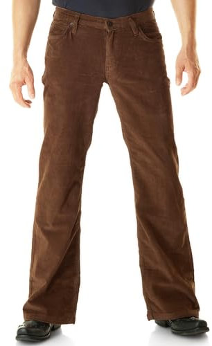 COMYCOM Herren Cord Bootcut Hose braun W38/L30