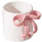 zouxangzz Cute Bow Ceramic Cups high Value Coffee Cups Girl Heart Mugs Light Luxury Office Home Milk Breakfast Cups (White Powder - Matte)