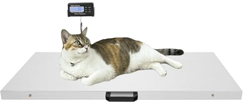 Digitale Tierwaage bis 300kg, Hundewaage, Katzenwaage, Große Veterinärwaage aus Edelstahl, Digitalwaage, Schwerlastwaage, Bodenwaage, Paketwaage auch für Kleintiere, 103cm X 53cm