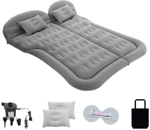 ZCZMAD Auto Camping Reisebett für Dacia Dokker/Duster Van/Logan/Logan MCV Fiskal Stepway/Nova, Bequeme und Langlebige Mit Luftpumpe und Kissen, Beflockung & PVC OberfläChe,B/Grey