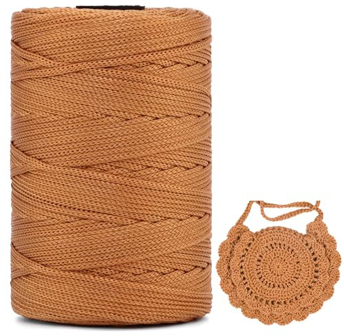 Polyester Makramee Garn 3mm X 225m,Makramee Band,Makramee Kordel 100% Polypropylene Yarn Makramee Schnur Kordel Garn Zum HäKeln FüR Makramee Blumenampel Deko KnüPfen Taschen Diy (Dunkles Khaki, 1 Pcs)