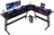 Devoko L Shaped Gaming Desk 170x130x75cm With Removable Monitor Stand, Corner Computer Desk With LED Lights Large PC Writing Table for Home and Office,Easy to Assemble, Carbon Fibre Black