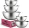 GARUET Mixing Bowls Set, Easy-Grip, Stainless Steel Mixing Bowls for Baking, Cooking, Salad & Food Prep - Large, Medium and Small Metal Nesting Bowls (5, Stainless Steel)