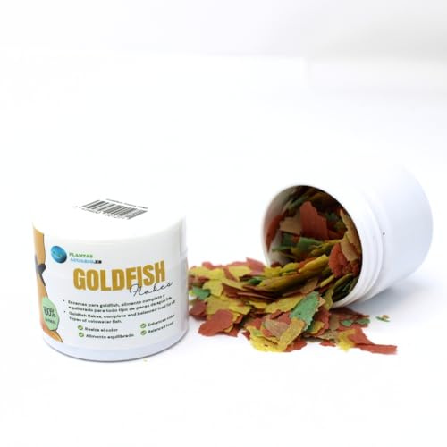 Goldfish Flakes Fischfutter für Kaltwasserfische, natürliches Vollfutter, ausgewogene Ernährung für alle Arten von Aquarienfischen und Kaltwasserteichen, Aquarienpflanzen, 50 ml