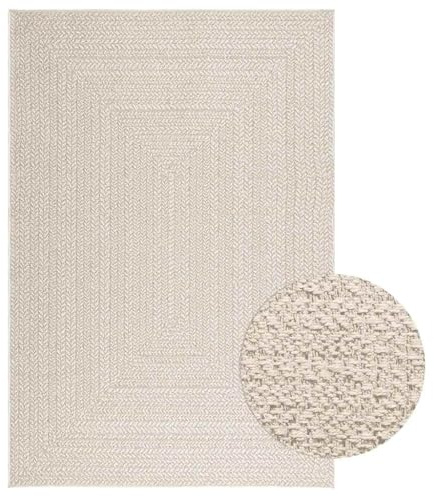 vidaXL Teppich ZIZUR Creme 140x200 cm Jute-Optik Indoor und Outdoor