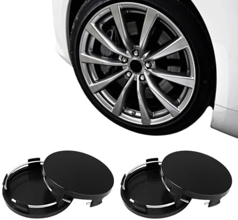 BECHS 4 Stück Nabendeckel 60mm, Universal Radnabenkappen aus Hochwertiges ABS, Radnabenabdeckung Polierte Oberfläche, Schwarz Felgenkappen Ersetzen Kompatibel mit VW und Audi Alufelgen