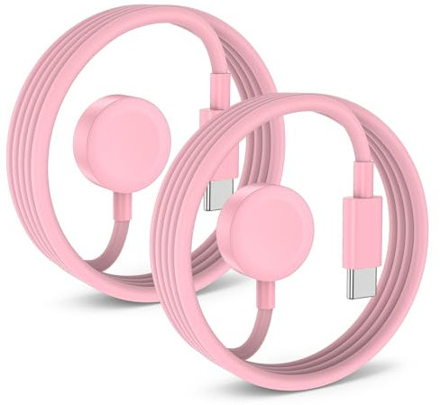2 Pack for Apple Watch Charger Cable USB C Magnetic iWatch Charger Fast Charging Cord 2M for Apple Watch Series Ultra 2/Ultra/SE/9/8/7/6/SE2/5/4/3/2/1-Pink