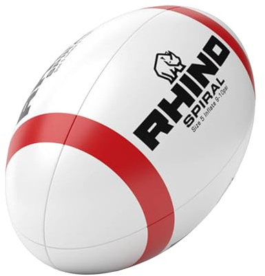 Rhino - Spiral Kick Developer Rugby-Ball (5) (Weiß/Rot)