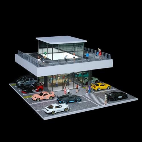Bivitre 1/64 Diorama Display Case Garage with LED Lights - Compatible with Hot Wheels Matchbox Mini GT Diecast Cars, for 1:64 Model Car Display and Show Off (Store)