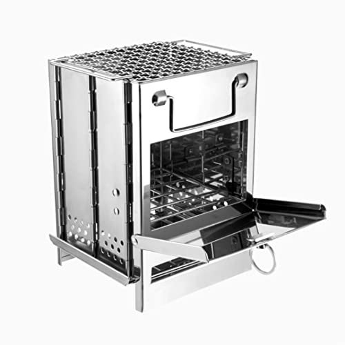 BBQ-Grill, tragbarer Holzkohlegrill, Camping-Feuerstelle, Faltbarer BBQ-Grill aus Edelstahl mit Tragetasche für Outdoor-Camping (27 x 20 x 20 cm) (eine Farbe: 27 x 20 x 20 cm)